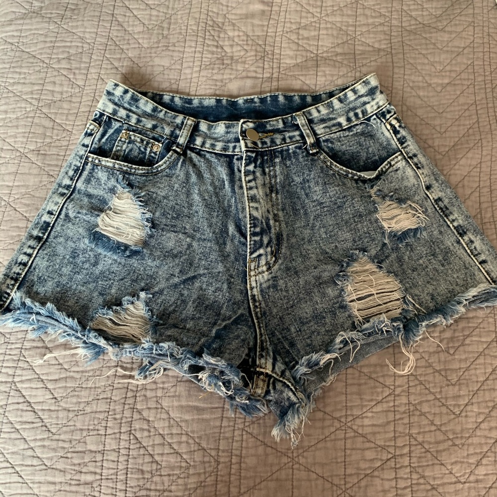 High waisted jean shorts